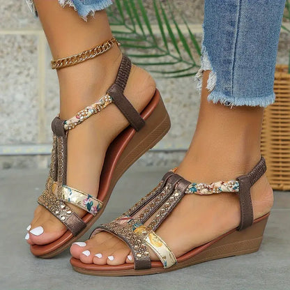 WOMEN'S RHINESTONE SOFT-SOLE DECOR SANDALS