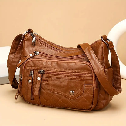 DAISHA™ MULTI-POCKET SOFT VEGAN LEATHER CROSSBODY BAG