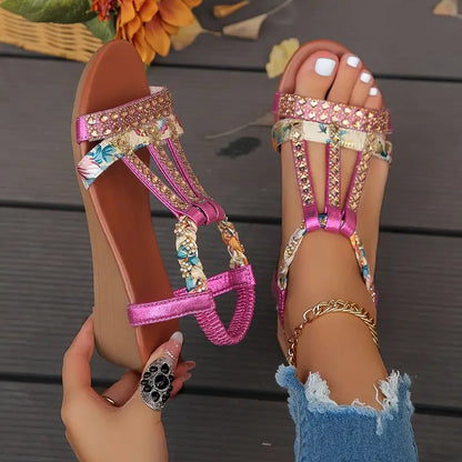 WOMEN'S RHINESTONE SOFT-SOLE DECOR SANDALS