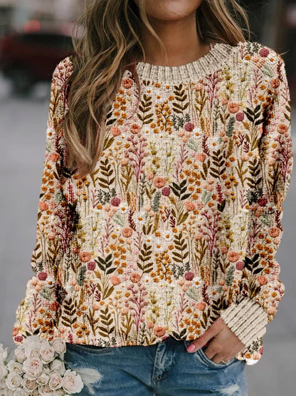 SOFIA™ WILDFLOWER EMBROIDERY ART COZY SWEATER