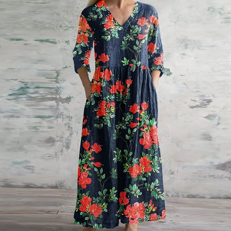 GEELONG™ COLORFUL SPRING FLORAL CASUAL DRESS