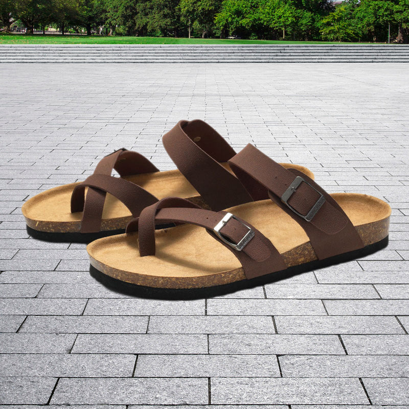 CAREY™ SOFT NATURAL CORK FOOTBED LEATHER SANDALS