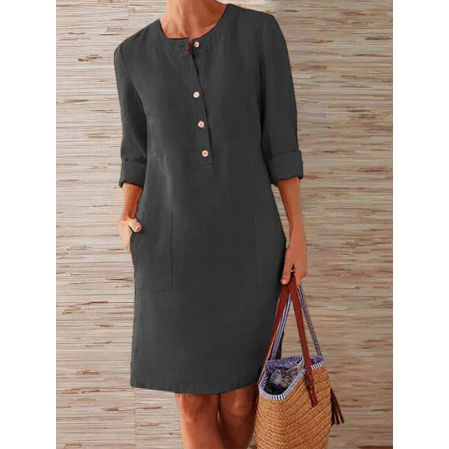 HELENA™ | CASUAL SOLID-COLOR COTTON AND LINEN DRESS