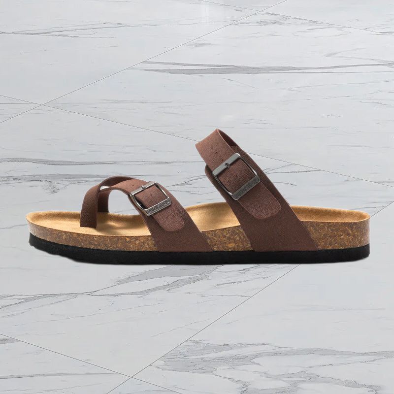 CAREY™ SOFT NATURAL CORK FOOTBED LEATHER SANDALS