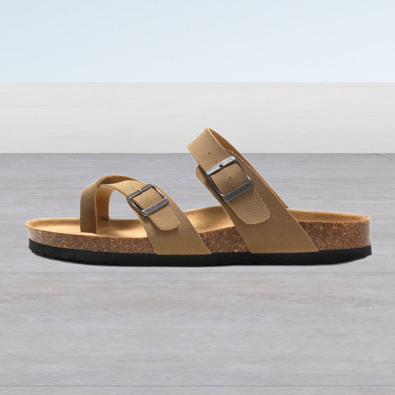 CAREY™ SOFT NATURAL CORK FOOTBED LEATHER SANDALS