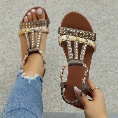 WOMEN'S RHINESTONE SOFT-SOLE DECOR SANDALS