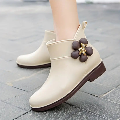 MARIA™ WOMEN'S MID-CALF FLOWER DECOR ANKLE BOOTS