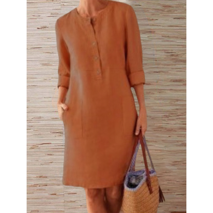 HELENA™ | CASUAL SOLID-COLOR COTTON AND LINEN DRESS