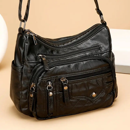 DAISHA™ MULTI-POCKET SOFT VEGAN LEATHER CROSSBODY BAG