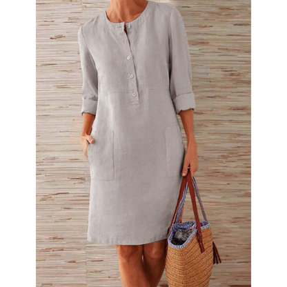 HELENA™ | CASUAL SOLID-COLOR COTTON AND LINEN DRESS