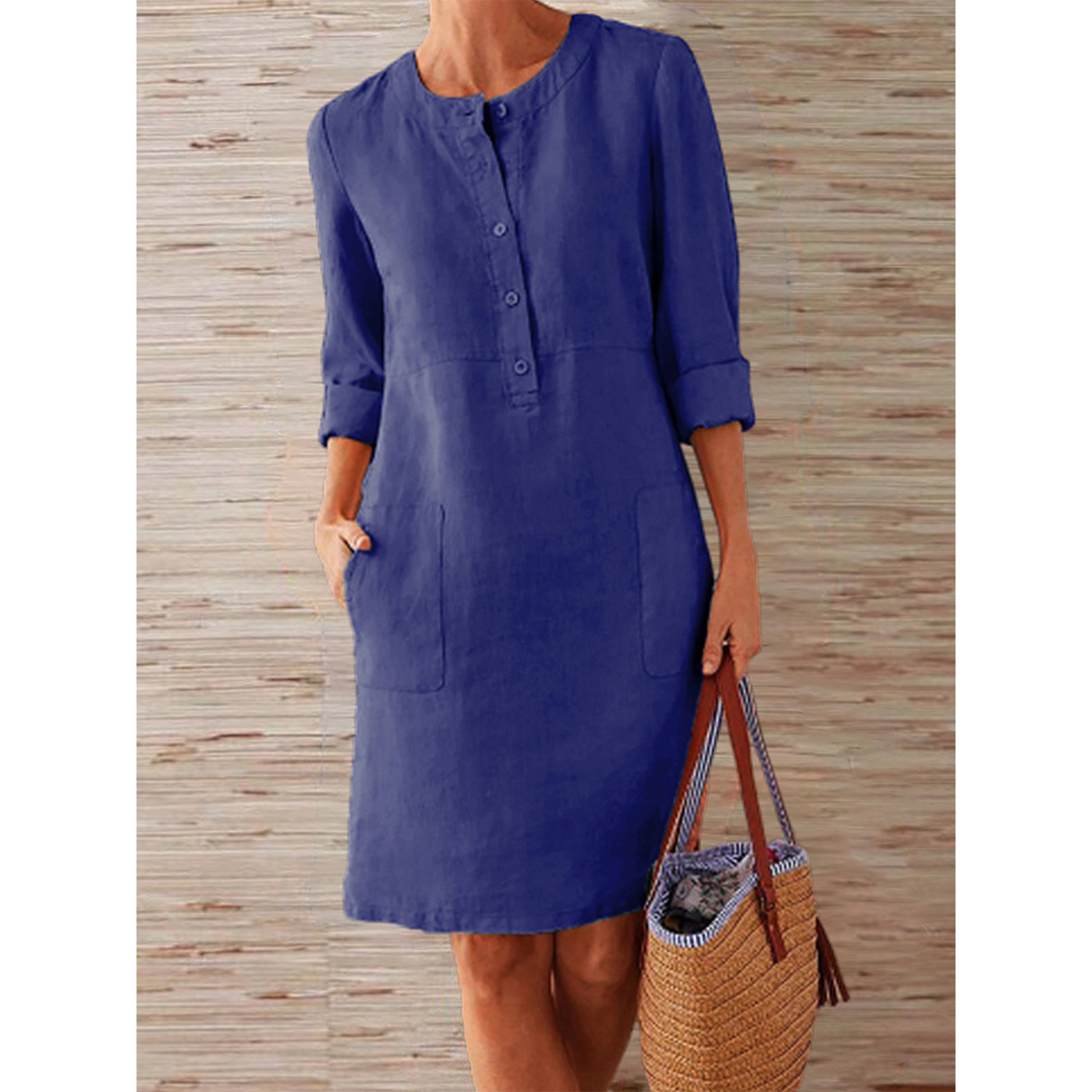 HELENA™ | CASUAL SOLID-COLOR COTTON AND LINEN DRESS