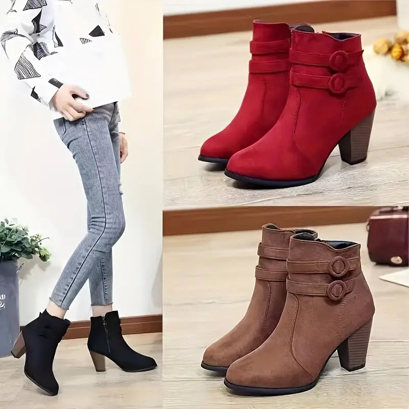 KETTY™ WOMEN'S BLOCK HEELED COMFORTABLE ANKLE BOOTS