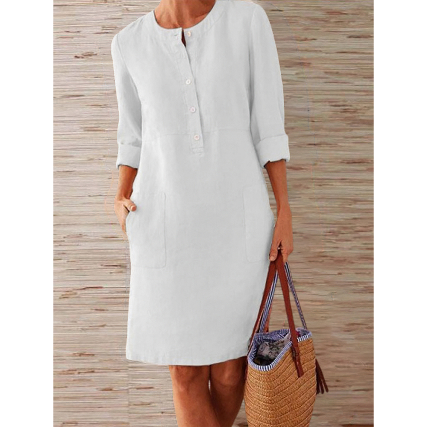 HELENA™ | CASUAL SOLID-COLOR COTTON AND LINEN DRESS