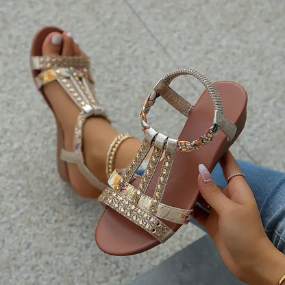 WOMEN'S RHINESTONE SOFT-SOLE DECOR SANDALS