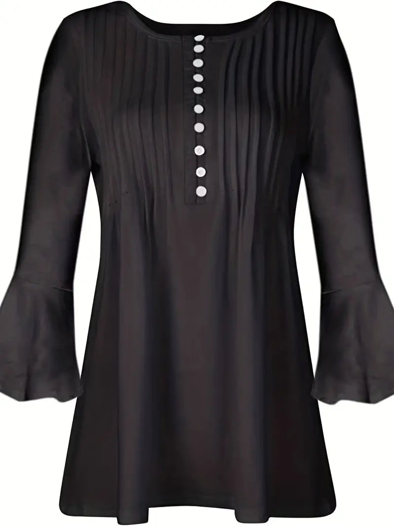 GABRIELLE™ SEASON-READY CHIC RUCHED BUST SOLID BLOUSE