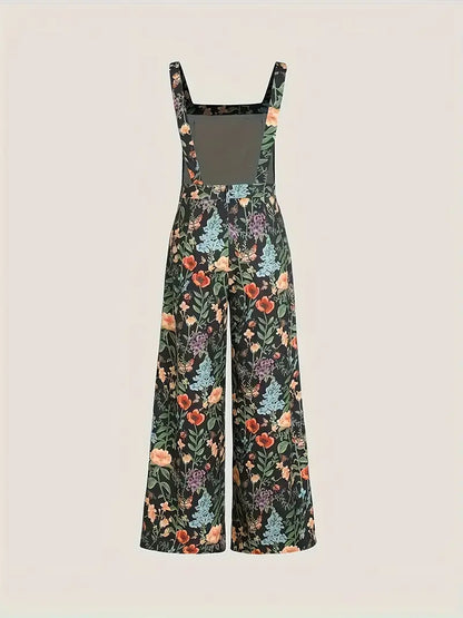 NIANA™ FLORAL PRINT WIDE LEG OVERALL JUMPSUIT