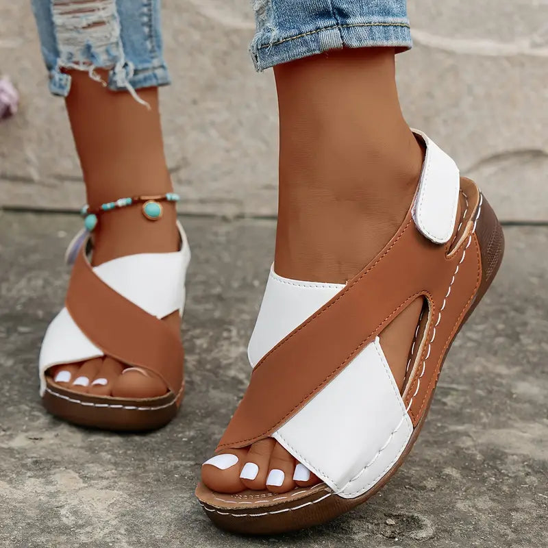 ISABELLA™ COMFY STRAP LEATHER WEDGE SANDALS