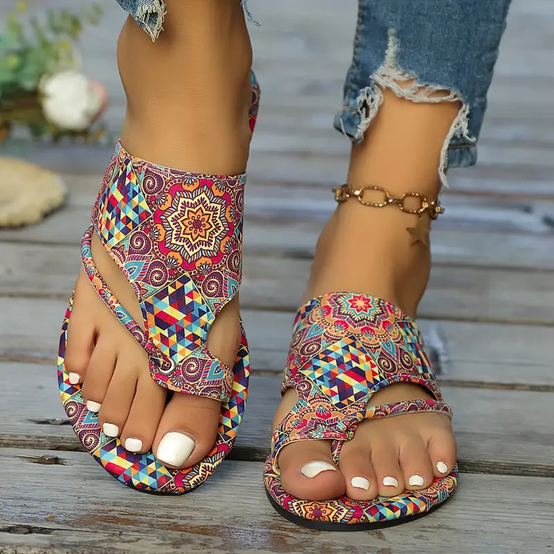 SOPHIA™ WOMEN'S VIBRANT FLAT FLORAL SANDALS