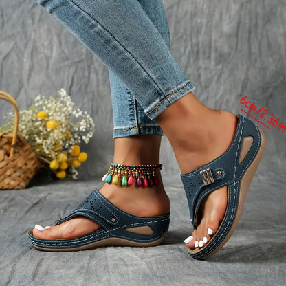 KEIT™ STYLISH CUT-OUT WEDGE THONG ORTHO SANDALS