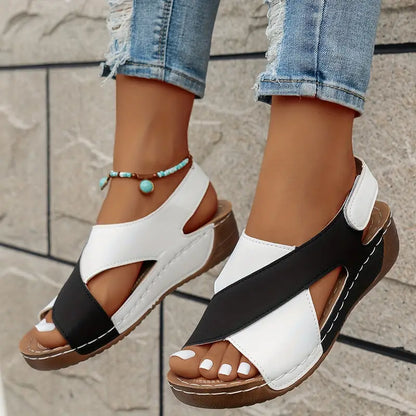 ISABELLA™ COMFY STRAP LEATHER WEDGE SANDALS