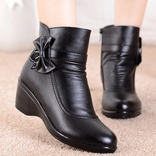 SERENELLA™ WOMEN'S SIDE ZIPPER PLATFORM BOWKNOT BOOTS