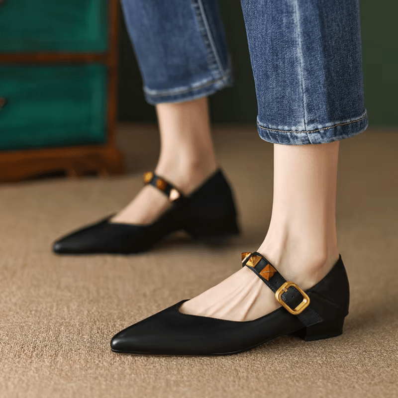 EMILY™ BUCKLE STRAP STUDDED FLAT COMFORT SHOES