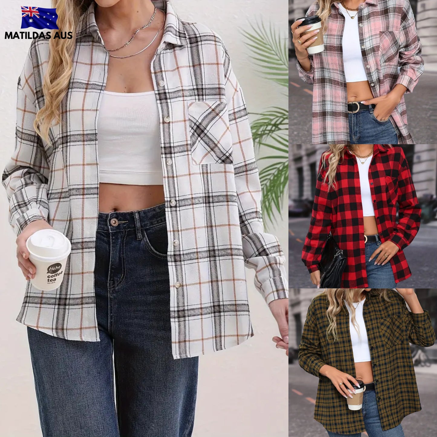 SERENA™ TRENDY PLAID PATCHWORK CASUAL SHIRT