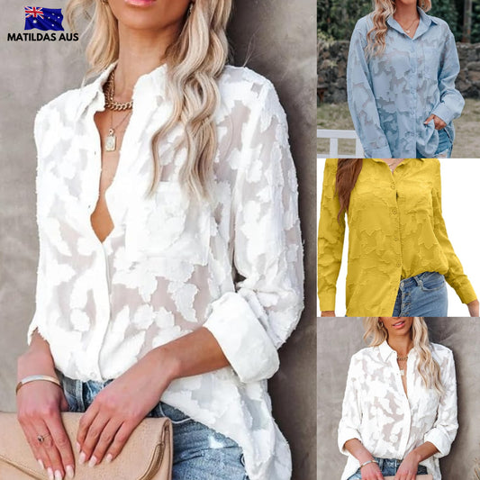 SERAPHINA™ FLOWER JACQUARD BUTTON DOWN SHIRT