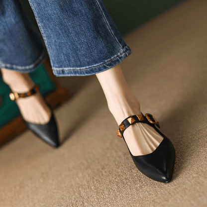 EMILY™ BUCKLE STRAP STUDDED FLAT COMFORT SHOES