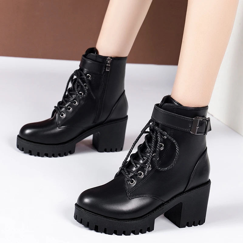 AURELIA™ HIGH HEEL WOMEN'S BLOCK CHUNKY ANKLE BOOTS