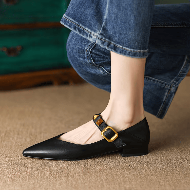 EMILY™ BUCKLE STRAP STUDDED FLAT COMFORT SHOES