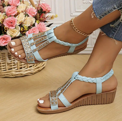 WOMEN'S BOHEMIA SPARKLING GLITTER WEDGE SANDALS