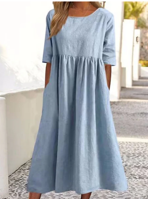 JAELLE™ MIDI DRESS WITH HALF SLEEVES - PERFECT ELEGANCE