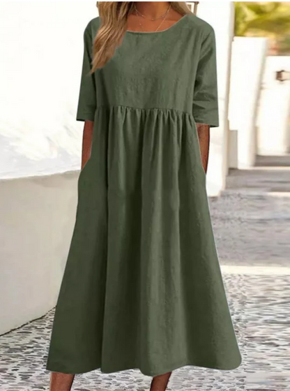 JAELLE™ MIDI DRESS WITH HALF SLEEVES - PERFECT ELEGANCE