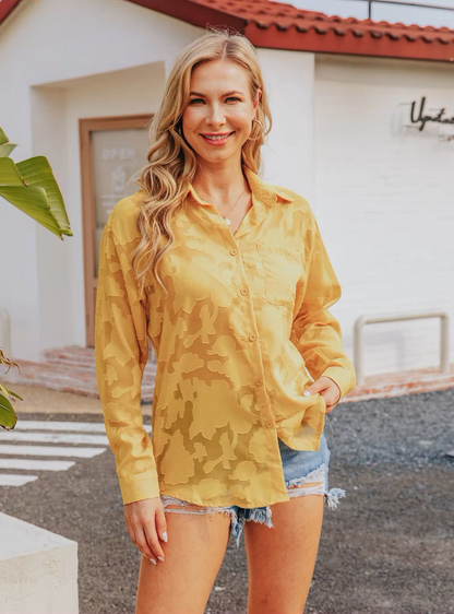 SERAPHINA™ FLOWER JACQUARD BUTTON DOWN SHIRT