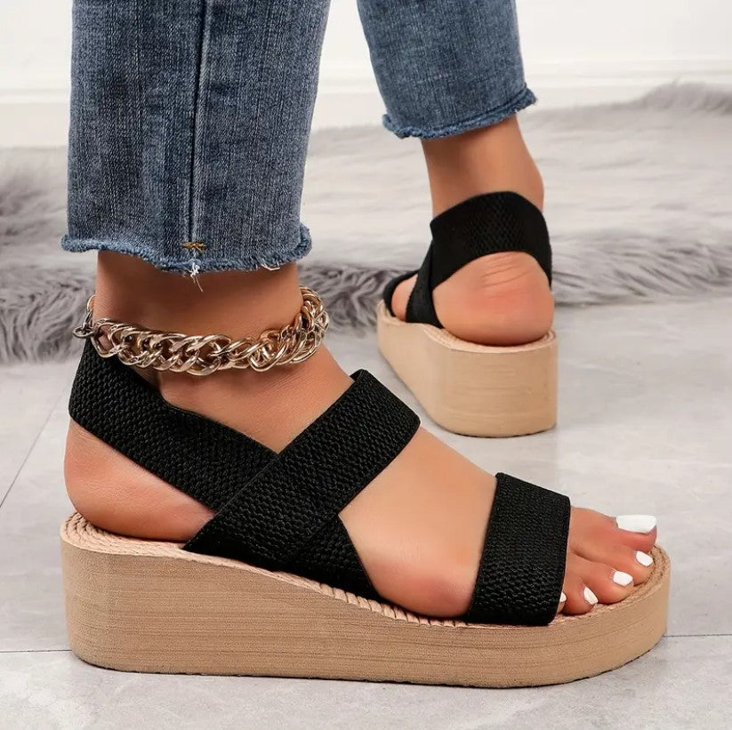 VIOLET™ PLATFORM SANDALS WITH ELASTIC STRAPS