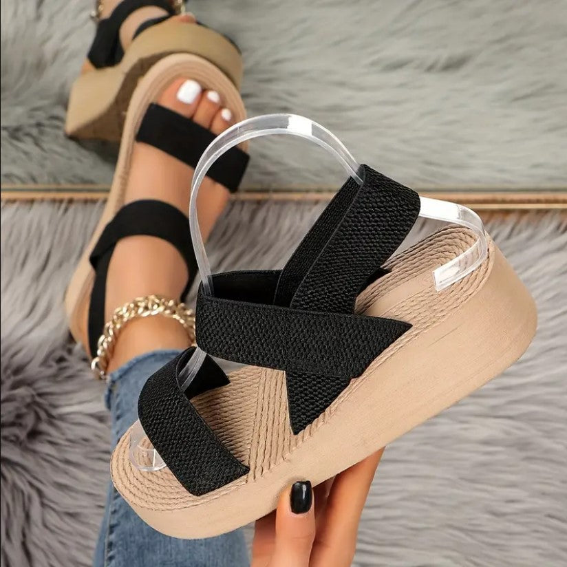 VIOLET™ PLATFORM SANDALS WITH ELASTIC STRAPS