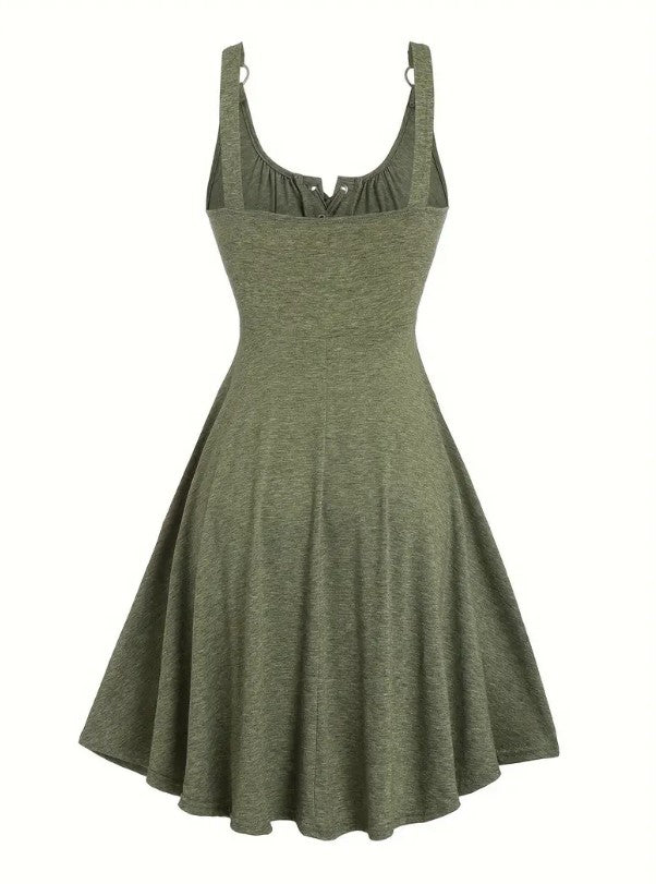 NATASHA™ ROUND NECK DRESS WITH BOW AT FRONT AND PLEATS