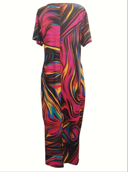 CLAIRE™ COLORFUL PRINTED MAXI DRESS IN PLUS SIZES