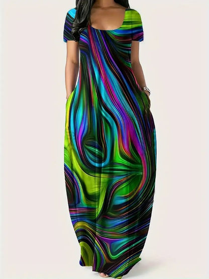 CLAIRE™ COLORFUL PRINTED MAXI DRESS IN PLUS SIZES