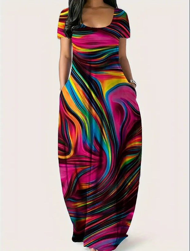 CLAIRE™ COLORFUL PRINTED MAXI DRESS IN PLUS SIZES