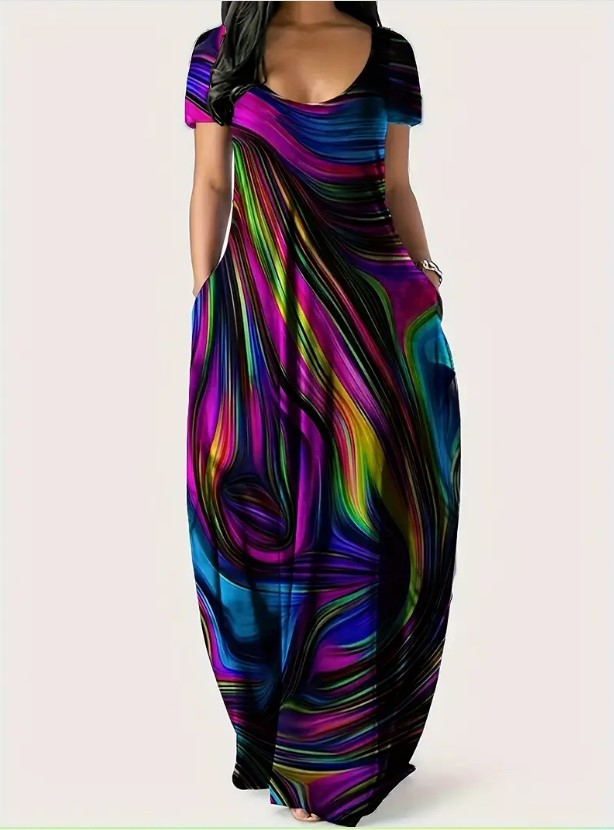 CLAIRE™ COLORFUL PRINTED MAXI DRESS IN PLUS SIZES