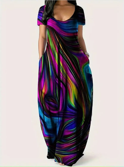 CLAIRE™ COLORFUL PRINTED MAXI DRESS IN PLUS SIZES