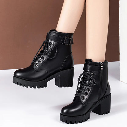 AURELIA™ HIGH HEEL WOMEN'S BLOCK CHUNKY ANKLE BOOTS