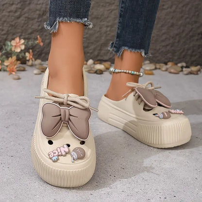 ELIRA™ CHIC BOW THICK SOLE PLATFORM CLOGS