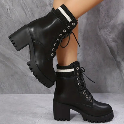 ZARA™ WOMEN'S CHUNKY HEELED ANKLE BOOTS