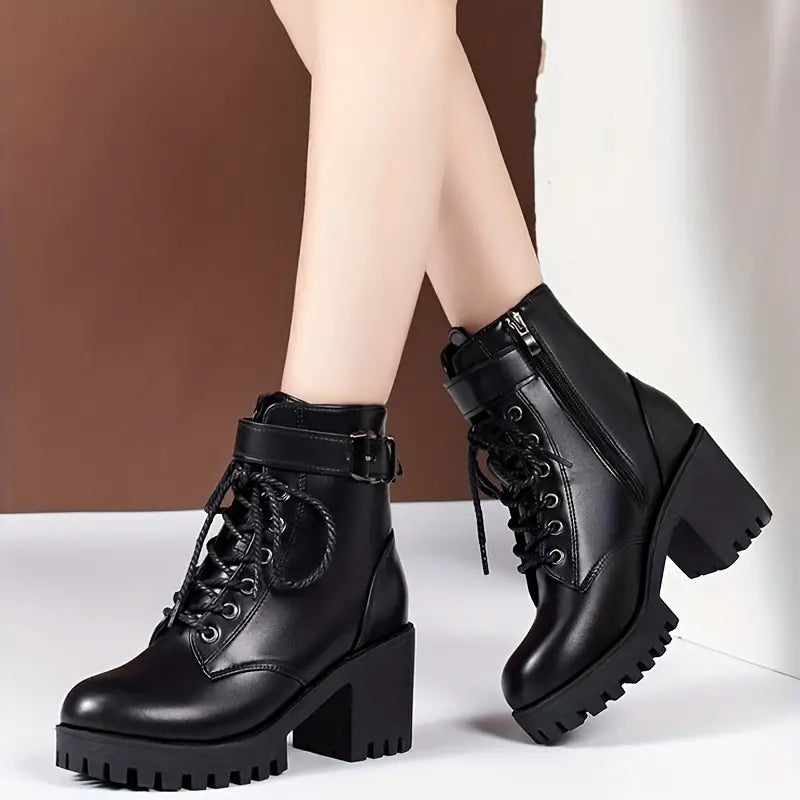 AURELIA™ HIGH HEEL WOMEN'S BLOCK CHUNKY ANKLE BOOTS