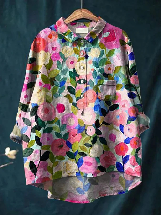 AKIRA™ COLORFUL SPRING FLORAL CASUAL SHIRT