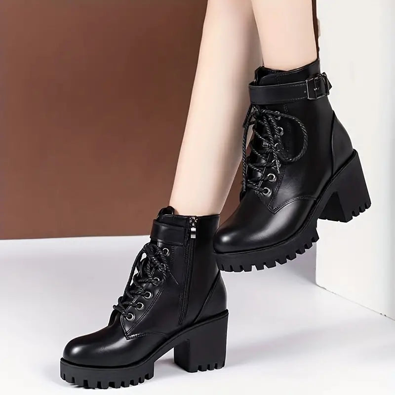 AURELIA™ HIGH HEEL WOMEN'S BLOCK CHUNKY ANKLE BOOTS