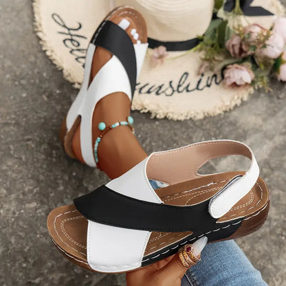 ISABELLA™ COMFY STRAP LEATHER WEDGE SANDALS